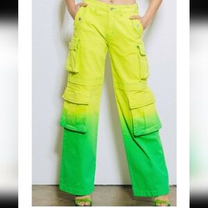 Vibrant Green Ombre Cargo Pants